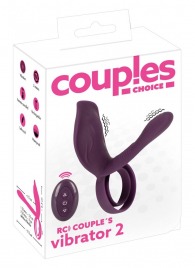Фиолетовая насадка на член с клиторальным отростком и пультом ДУ RC Couple’s Vibrator 2 - Orion - во Владимире купить с доставкой