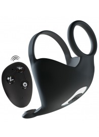 Черная вибронасадка для эрекции и стимуляции мошонки Cock ring with RC ball massager - Orion - во Владимире купить с доставкой