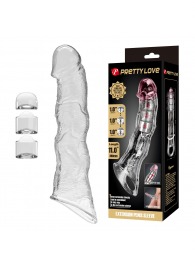 Прозрачный фаллоудлинитель с 3 вставками - 28 см. - Baile - во Владимире купить с доставкой
