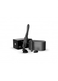 Черная секс-машина с функцией нагрева, насадками и присоской Sesh - Zalo - купить с доставкой во Владимире