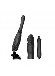 Черная секс-машина с функцией нагрева, насадками и присоской Sesh - Zalo - купить с доставкой во Владимире