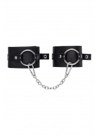 Черные оковы из толстой кожи с люверсами - Pecado - купить с доставкой во Владимире
