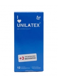 Классические презервативы Unilatex Natural Plain - 12 шт. + 3 шт. в подарок - Unilatex - купить с доставкой во Владимире