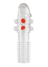 Гелевая прозрачная насадка с шариками и шипами - 14 см. - Toyfa Basic - во Владимире купить с доставкой Гелевая прозрачная насадка с шариками и шипами - 14 см. - Toyfa Basic - во Владимире купить с доставкой