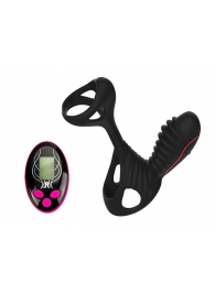 Чёрная насадка на фаллос Gladiator + LRS  с трехкнопочным пультом управления - Adrien Lastic - во Владимире купить с доставкой