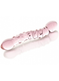 Двусторонний розовый фаллос  с рёбрами и точками - 19,5 см. - Sexus купить с доставкой в интернет-магазине Orgasmix во Владимире Двусторонний розовый фаллос  с рёбрами и точками - 19,5 см. - Sexus