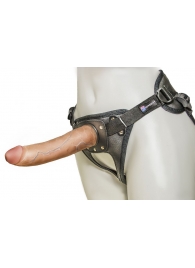 Насадка-фаллоимитатор на кожаных трусиках Harness Ultra Realistic 7  - 18 см. - LOVETOY (А-Полимер) - купить с доставкой во Владимире