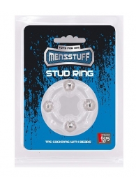 Эрекционное кольцо с 4 бусинами MENZSTUFF STUD RING CLEAR - Dream Toys - во Владимире купить с доставкой