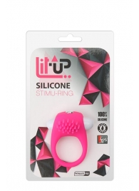 Розовое эрекционное кольцо с щеточкой LIT-UP SILICONE STIMU RING 5 - Dream Toys - во Владимире купить с доставкой