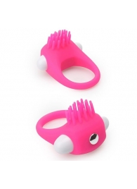 Розовое эрекционное кольцо с щеточкой LIT-UP SILICONE STIMU RING 5 - Dream Toys - во Владимире купить с доставкой