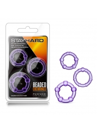 Набор из 3 фиолетовых эрекционных колец Stay Hard Beaded Cockrings - Blush Novelties - во Владимире купить с доставкой