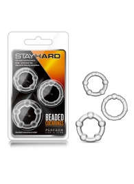 Набор из 3 прозрачных эрекционных колец Stay Hard Beaded Cockrings - Blush Novelties - во Владимире купить с доставкой