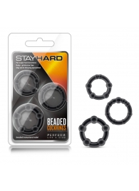 Набор из 3 чёрных эрекционных колец Stay Hard Beaded Cockrings - Blush Novelties - во Владимире купить с доставкой