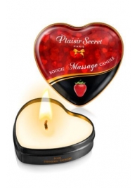 Массажная свеча с ароматом клубники Bougie Massage Candle - 35 мл. - Plaisir Secret - купить с доставкой во Владимире