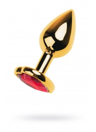 Золотистая анальная пробка с кристаллом-сердцем - 7,5 см. - ToyFa - купить с доставкой во Владимире