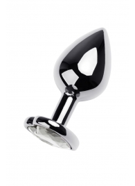 Серебристая анальная пробка с прозрачным кристаллом-сердцем - 8 см. - ToyFa - купить с доставкой во Владимире