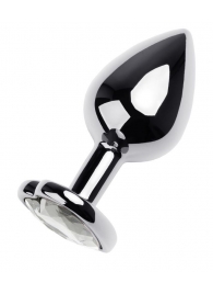 Серебристая анальная пробка с прозрачным кристаллом-сердцем - 8 см. - ToyFa - купить с доставкой во Владимире