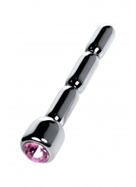 Серебристый уретральный плаг со стразом - 7 см. - ToyFa - купить с доставкой во Владимире