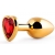 Золотистая анальная пробка с красным стразом-сердечком - 8 см. - Anal Jewelry Plug - купить с доставкой во Владимире