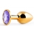 Золотистая анальная пробка с фиолетовым стразом - 7,2 см. - Anal Jewelry Plug - купить с доставкой во Владимире