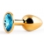 Золотистая анальная пробка с голубым стразом - 7,2 см. - Anal Jewelry Plug - купить с доставкой во Владимире