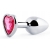 Серебристая анальная пробка с розовым кристаллом-сердечком - 7 см. - Anal Jewelry Plug - купить с доставкой во Владимире