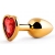 Золотистая анальная пробка с красным стразом-сердечком - 7 см. - Anal Jewelry Plug - купить с доставкой во Владимире