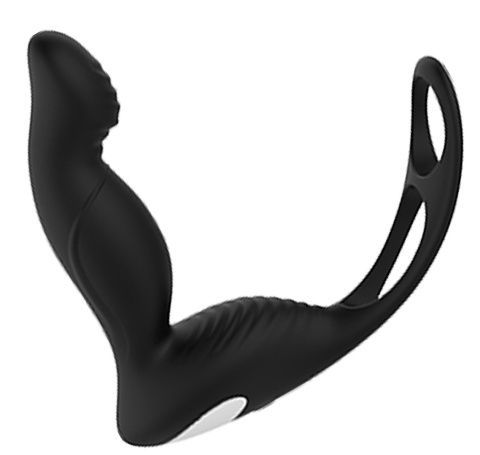 Черный вибромассажер простаты P-PLEASER W ERECTION ENHANCE - Dream Toys - во Владимире купить с доставкой