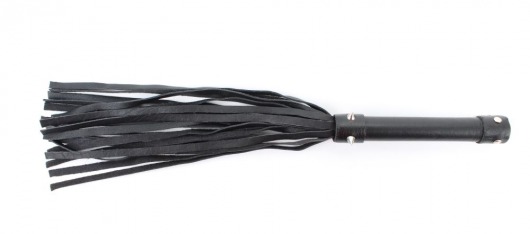 Черная плеть из натуральной кожи с проклепанной ручкой - 44 см. - БДСМ Арсенал - купить с доставкой во Владимире