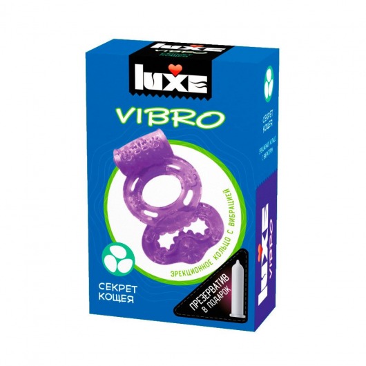 Фиолетовое эрекционное виброкольцо Luxe VIBRO  Секрет Кощея  + презерватив - Luxe - во Владимире купить с доставкой