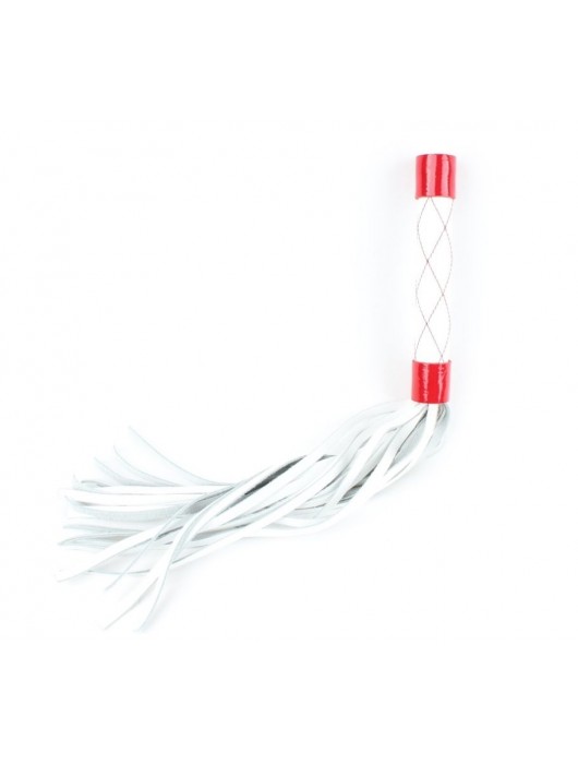 Бело-красная плеть средней длины с ручкой - 44 см. - БДСМ Арсенал - купить с доставкой во Владимире