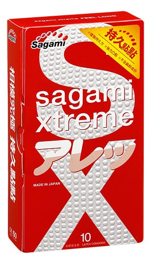 Утолщенные презервативы Sagami Xtreme Feel Long с точками - 10 шт. - Sagami - купить с доставкой во Владимире