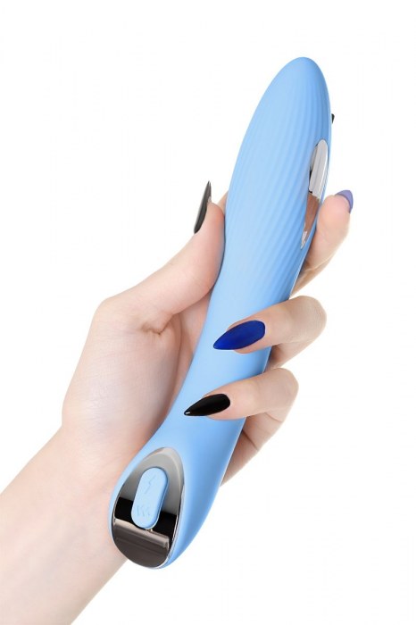 Голубой силиконовый вибратор с электростимуляцией TESLA G-POINT - 21 см. - ToyFa - купить с доставкой во Владимире