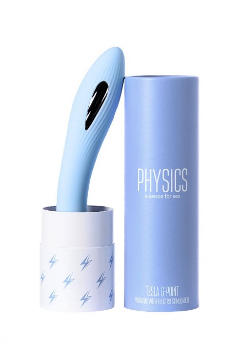 Голубой силиконовый вибратор с электростимуляцией TESLA G-POINT - 21 см. - ToyFa - купить с доставкой во Владимире
