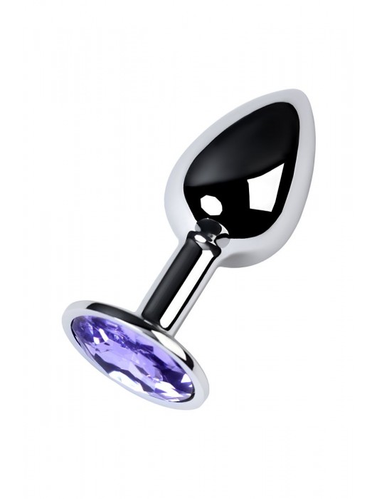 Серебристая конусовидная анальная пробка с фиолетовым кристаллом - 7 см. - ToyFa - купить с доставкой во Владимире