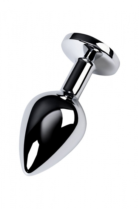 Серебристая конусовидная анальная пробка с голубым кристаллом - 8 см. - ToyFa - купить с доставкой во Владимире