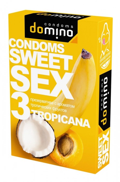 Презервативы для орального секса DOMINO Sweet Sex с ароматом тропических фруктов - 3 шт. - Domino - купить с доставкой во Владимире