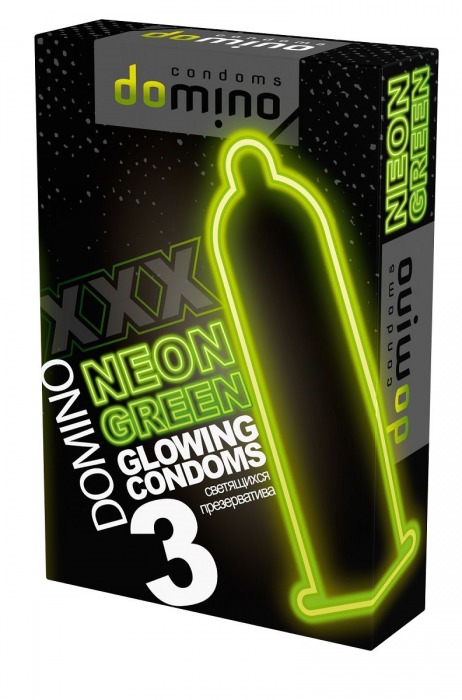 Презервативы DOMINO Neon Green со светящимся в темноте кончиком - 3 шт. - Domino - купить с доставкой во Владимире