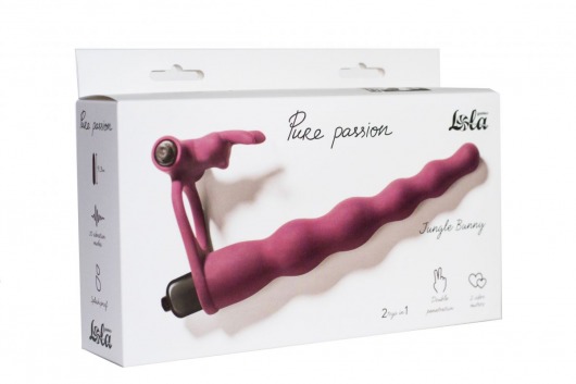 Бордовая вибронасадка для двойного проникновения Jungle Bunny - 17 см. - Lola Games - купить с доставкой во Владимире