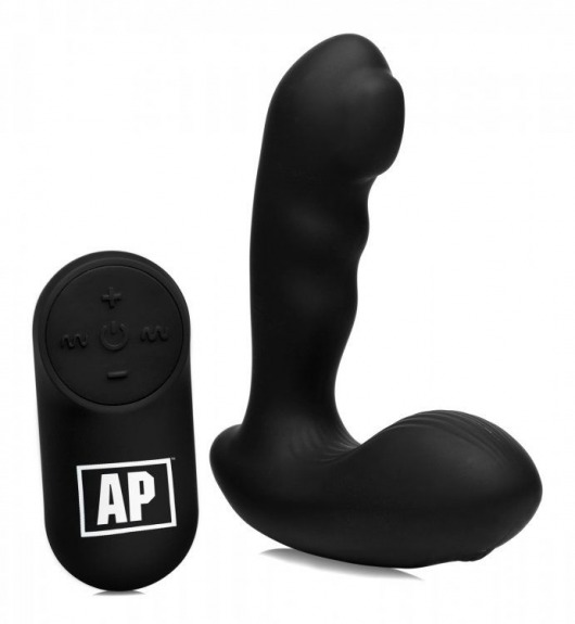 Черный стимулятор простаты Alpha-Pro 7X P-Milker Silicone Prostate Stimulator with Milking Bead - XR Brands - во Владимире купить с доставкой