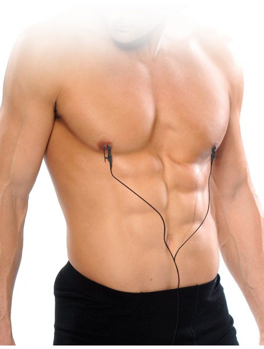 Черные электрические зажимы для сосков Shock Therapy Nipple Clamps - Pipedream - купить с доставкой во Владимире