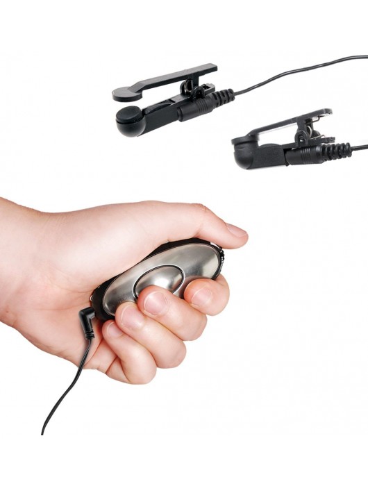 Черные электрические зажимы для сосков Shock Therapy Nipple Clamps - Pipedream - купить с доставкой во Владимире