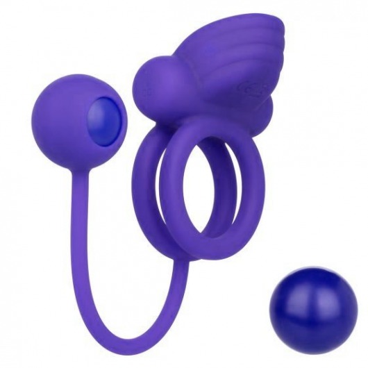 Фиолетовое эрекционное кольцо с утяжелителем Silicone Rechargeable Dual Rockin Rim Enhancer - California Exotic Novelties - во Владимире купить с доставкой