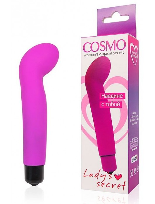 Ярко-розовый изогнутый вибромассажер точки G - 10,5 см. - Cosmo