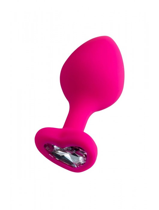 Розовая анальная втулка Diamond Heart с прозрачным кристаллом - 8 см. - ToyFa - купить с доставкой во Владимире