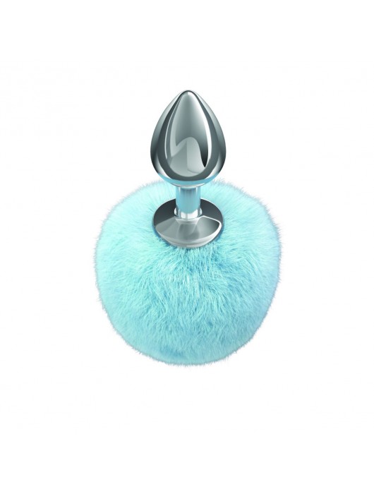 Серебристая анальная пробка с голубым пушистым хвостиком Twinkle - Lola Games - купить с доставкой во Владимире