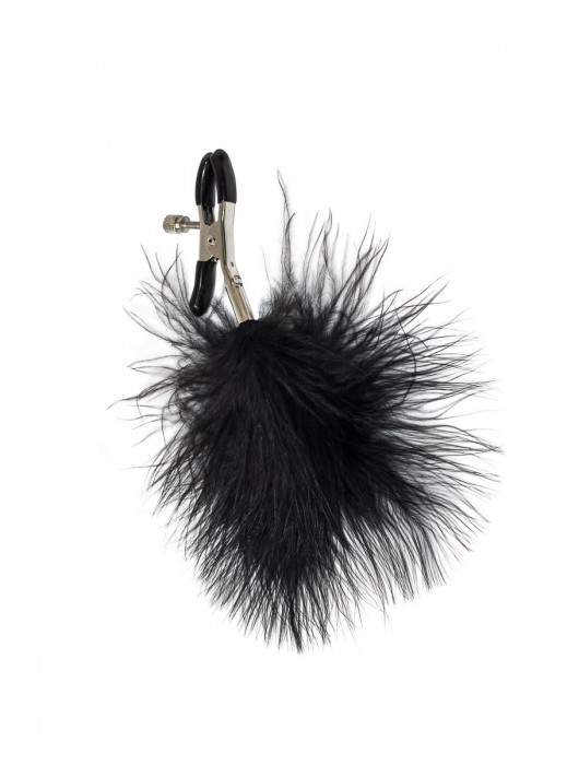 Зажимы на соски с черным пухом Euphoric - Lola Games - купить с доставкой во Владимире