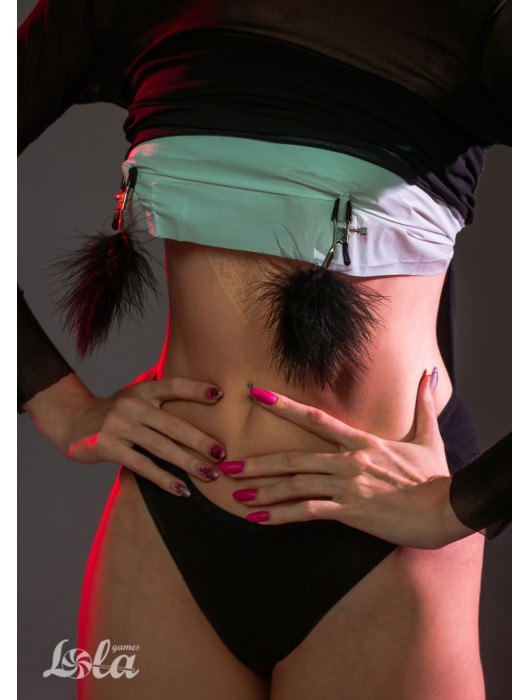 Зажимы на соски с черным пухом Euphoric - Lola Games - купить с доставкой во Владимире