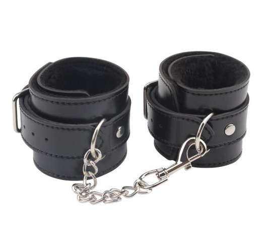 Черные оковы на ноги Obey Me Leather Ankle Cuffs - Chisa - купить с доставкой во Владимире