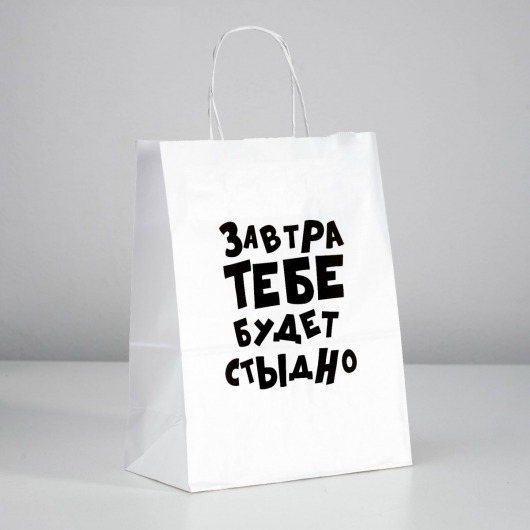 Подарочный пакет  Завтра тебе будет стыдно  - 30 х 24 см. - UPAK LAND - купить с доставкой во Владимире